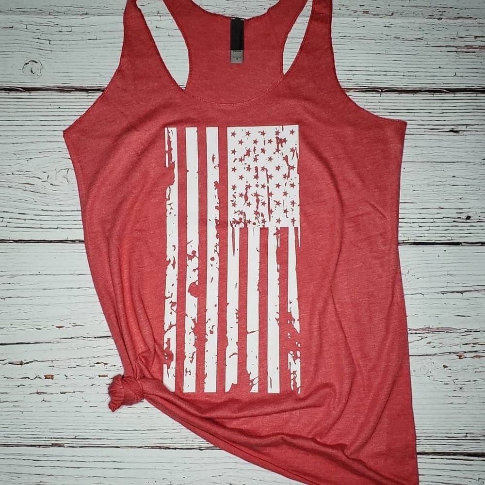Distressed American Flag Racerback Graphic Tank